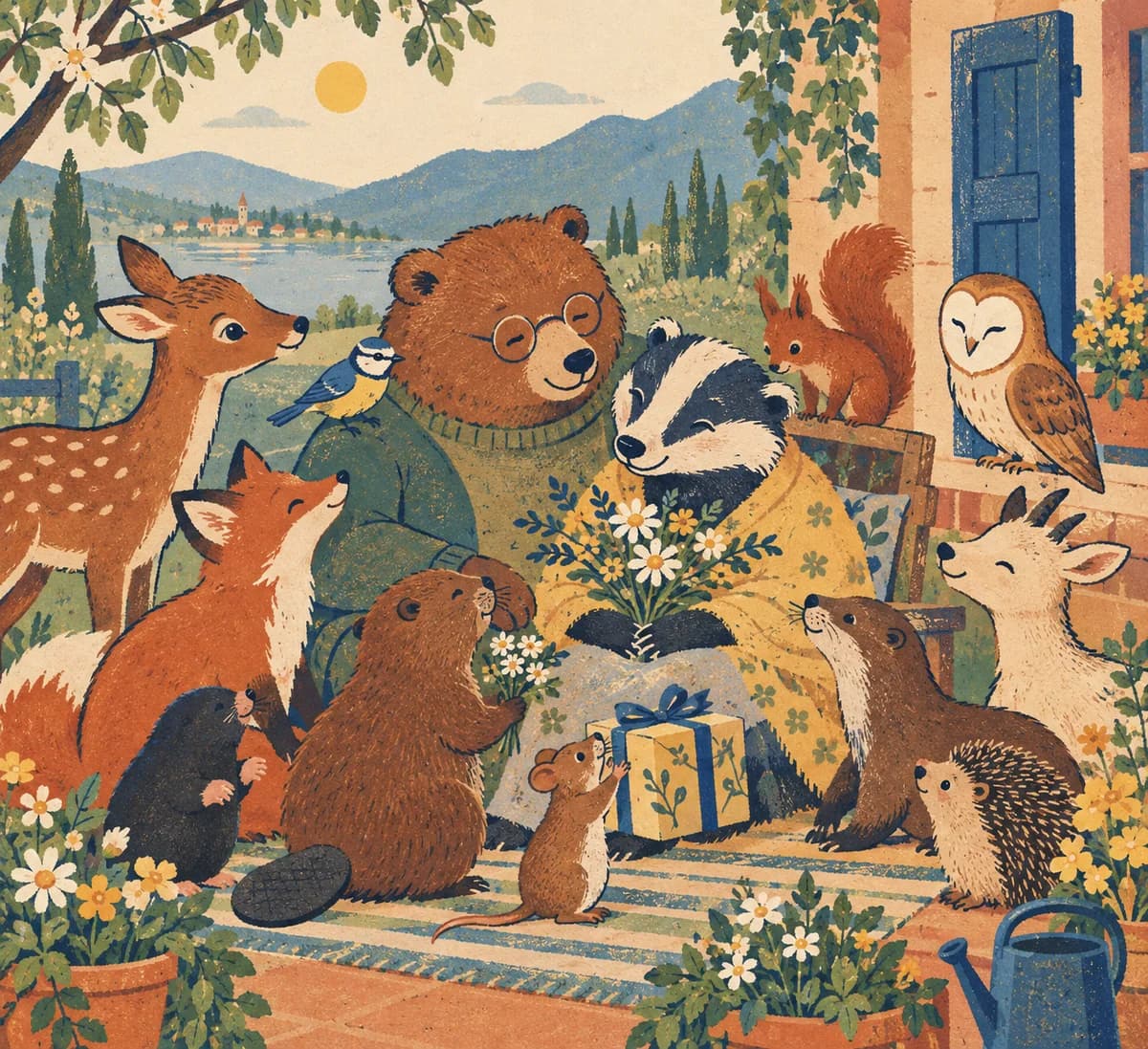 Messages pour les grands-parents : 30 idées : Une feuille A4 pliée en deux forme une carte d'environ 14,9 × 21 cm. Sur la couverture, un dessin accompagne le prénom ou le surnom du desti