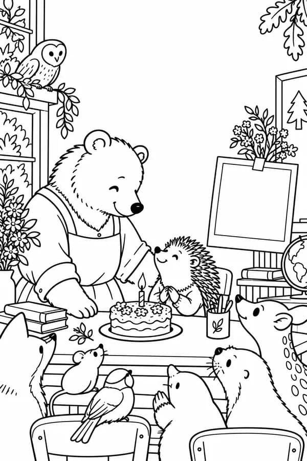 Version à colorier : Carte anniversaire à imprimer pour la maîtresse (avec photo)