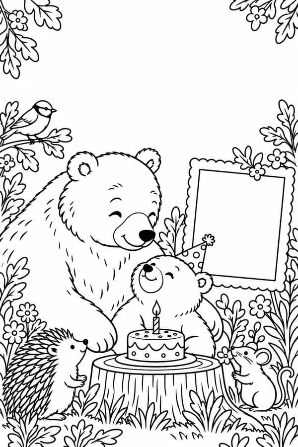 Version à colorier : Carte anniversaire à imprimer pour maman (avec photo)