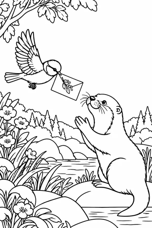 Version à colorier : Carte de remerciement enfant à imprimer